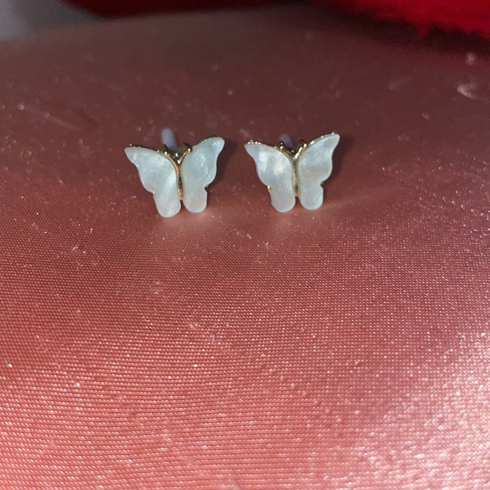 White butterfly earrings